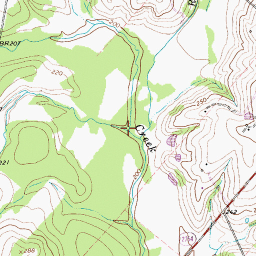 Topographic Map of Millseat Branch, TX