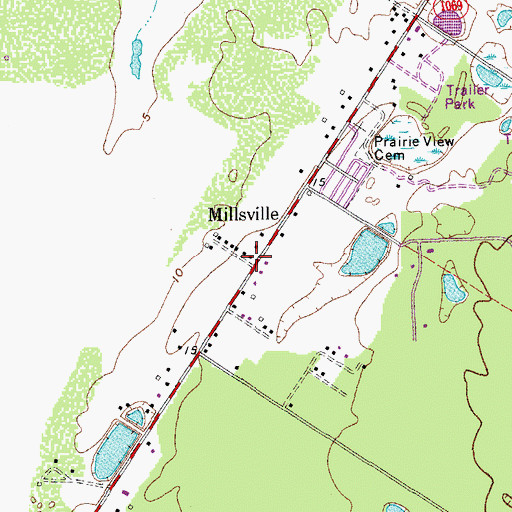 Topographic Map of Millsville, TX