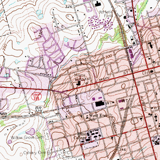 Topographic Map of Milroy Hospital, TX