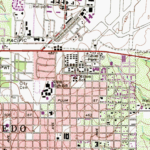 Topographic Map of Milton School, TX
