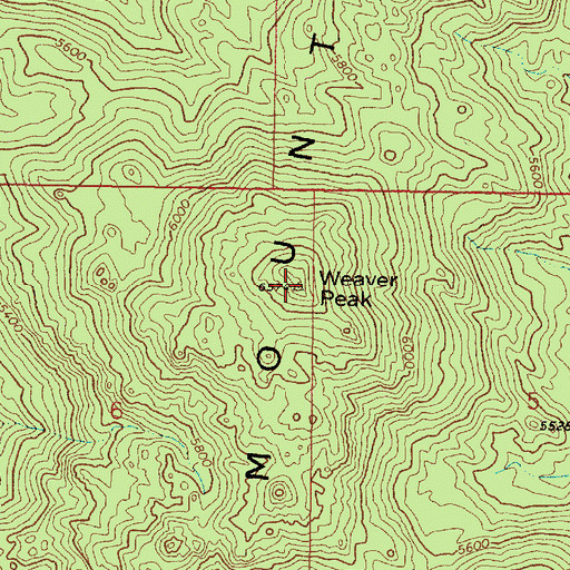 Topographic Map of Weaver Peak, AZ
