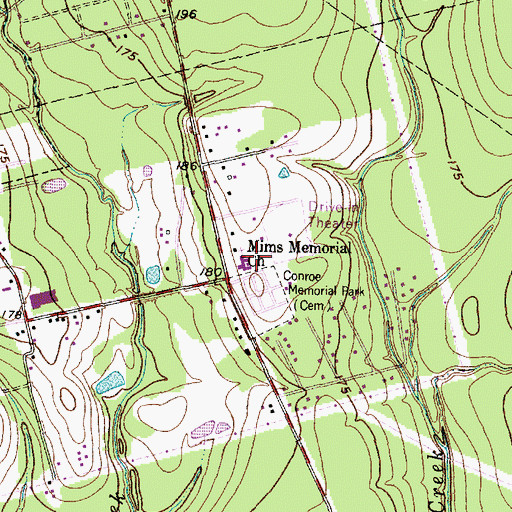 Topographic Map of Mims Memorial Church, TX