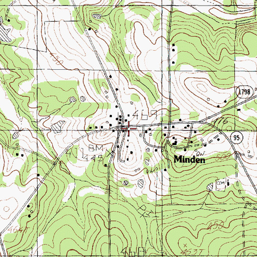 Topographic Map of Minden, TX