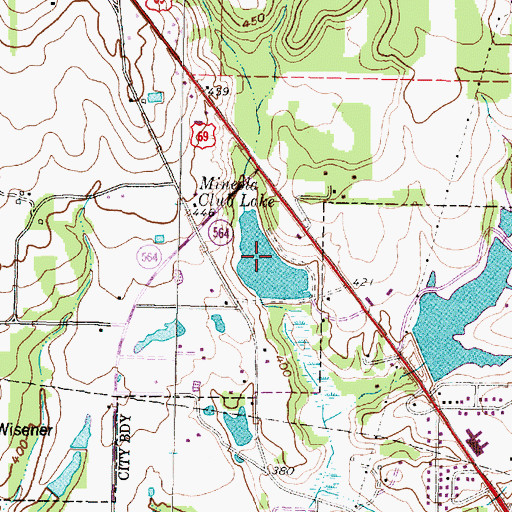 Topographic Map of Mineola Club Lake, TX