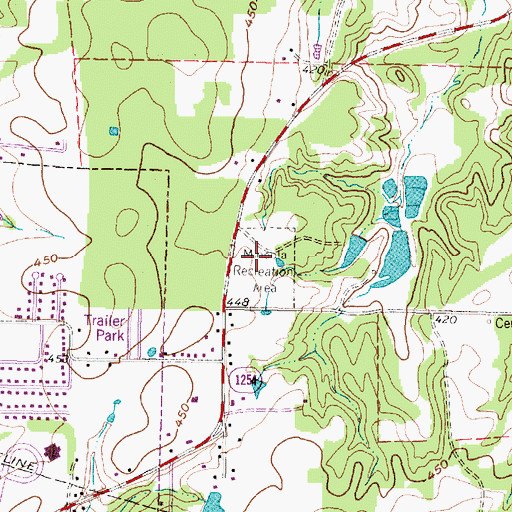 Topographic Map of Mineola Recreation Area, TX