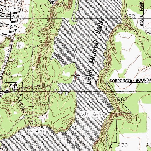 Topographic Map of Lake Mineral Wells, TX