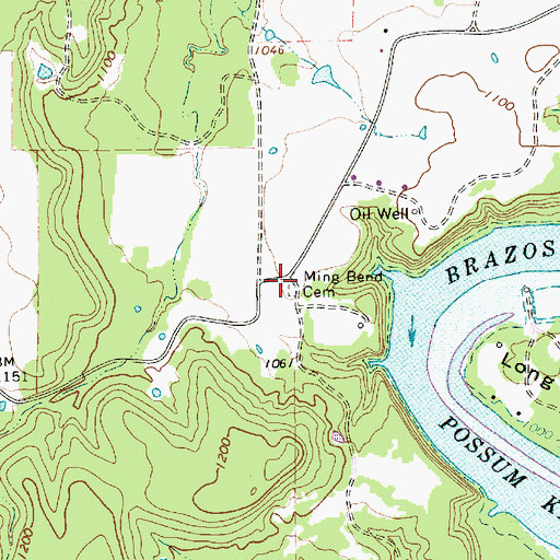 Topographic Map of Ming Bend Cemetery, TX