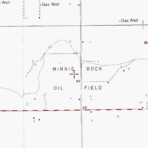 Topographic Map of Minnie Bock Oil Field, TX