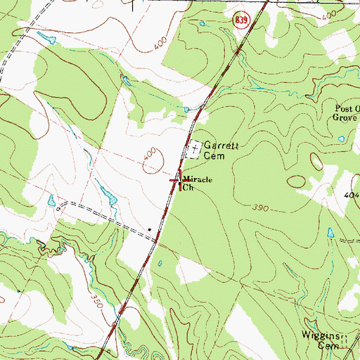 Topographic Map of Miracle Church, TX