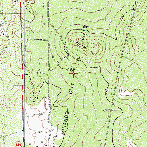 Topographic Map of Mirando City Oil Field, TX
