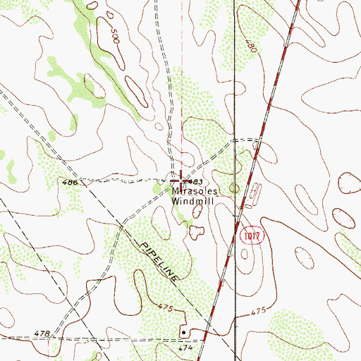 Topographic Map of Mirasoles Windmill, TX