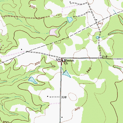 Topographic Map of Mission Church, TX