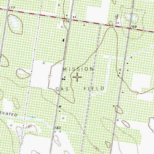Topographic Map of Mission Gas Field, TX