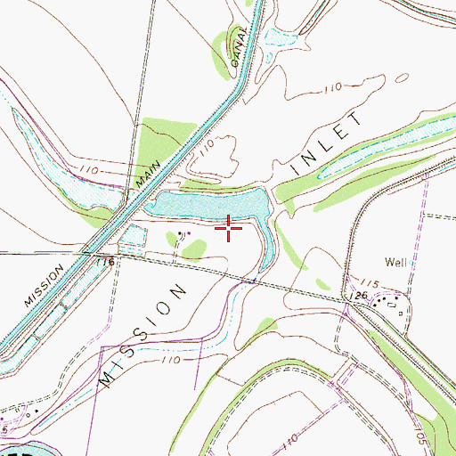 Topographic Map of Mission Inlet, TX