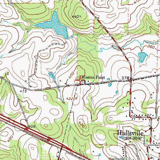 Topographic Map of Mission Point Church, TX