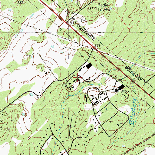 Topographic Map of Mission Valley Guest Ranch, TX