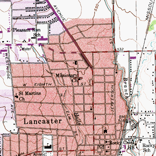 Topographic Map of Missionary Church, TX