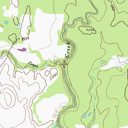 Topographic Map of Mitchell Creek, TX