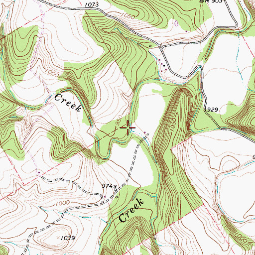 Topographic Map of Mitchell Creek, TX