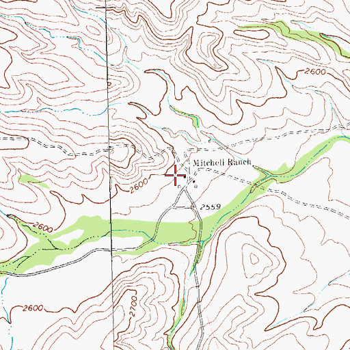Topographic Map of Mitchell Ranch, TX