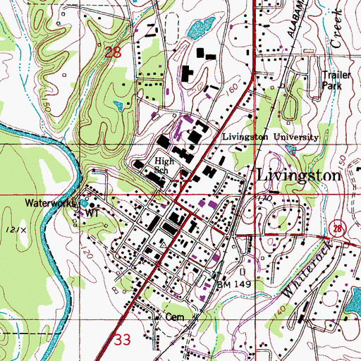 Topographic Map of Livingston High School, AL