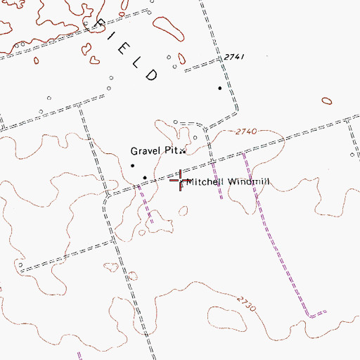 Topographic Map of Mitchell Windmill, TX