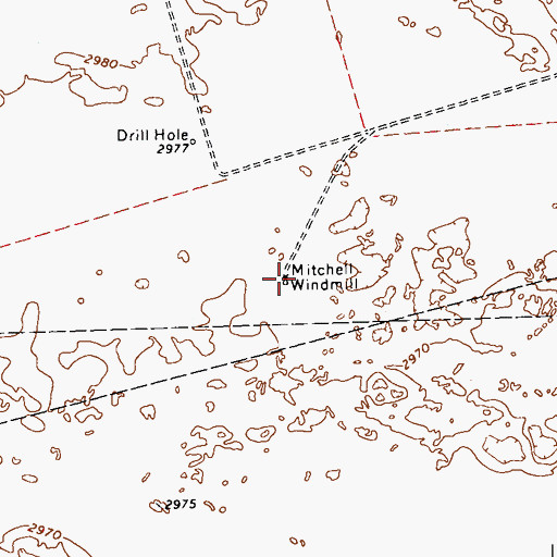 Topographic Map of Mitchell Windmill, TX