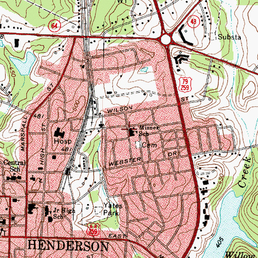 Topographic Map of Mizner School, TX