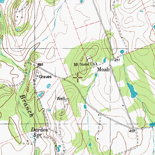 Topographic Map of Moag School, TX