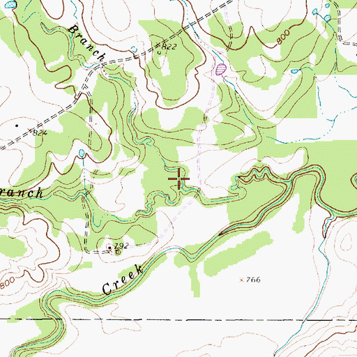 Topographic Map of Moccasin Branch, TX
