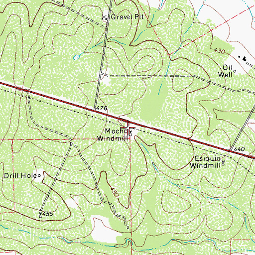 Topographic Map of Mocho Windmill, TX