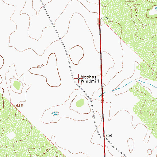 Topographic Map of Mochos Windmill, TX