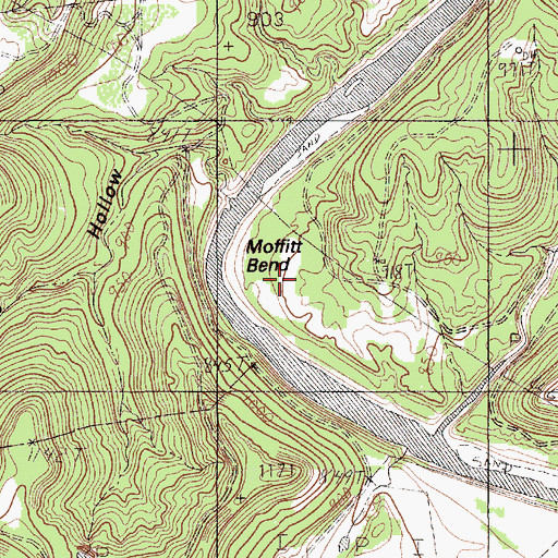 Topographic Map of Moffitt Bend, TX