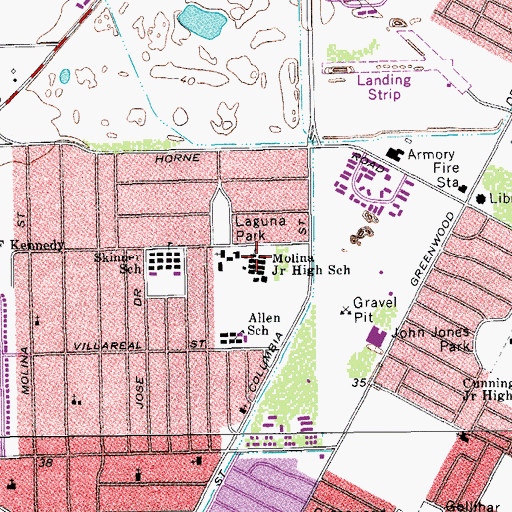 Topographic Map of Molina Junior High School, TX