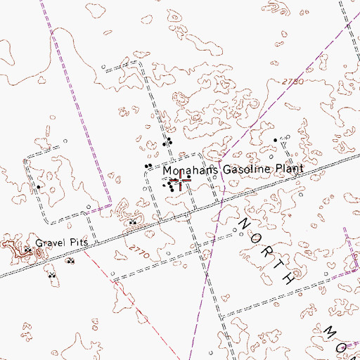 Topographic Map of Monahans Gasoline Plant, TX