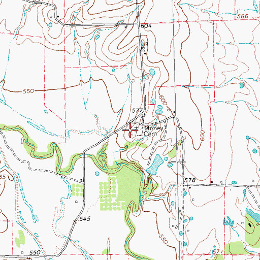 Topographic Map of Money Cemetery, TX