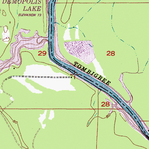 Topographic Map of Log Landing, AL
