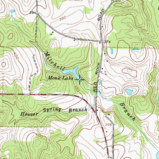 Topographic Map of Monk Lake, TX