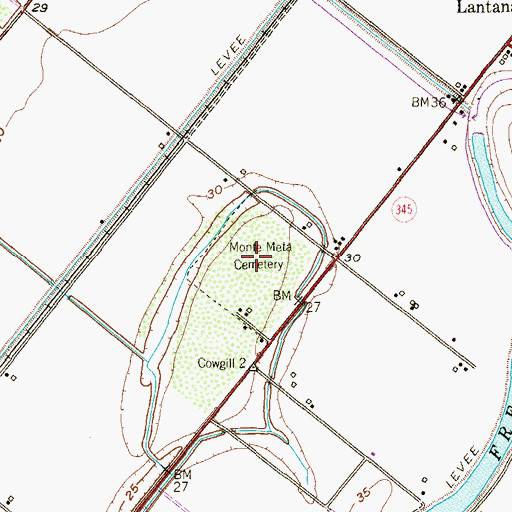 Topographic Map of Monte Meta Cemetery, TX