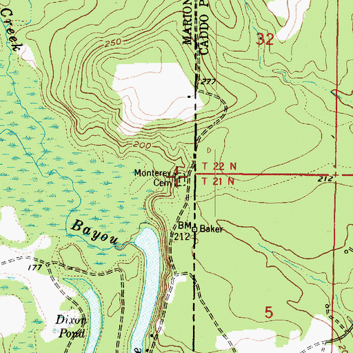 Topographic Map of Monterey Cemetery, TX