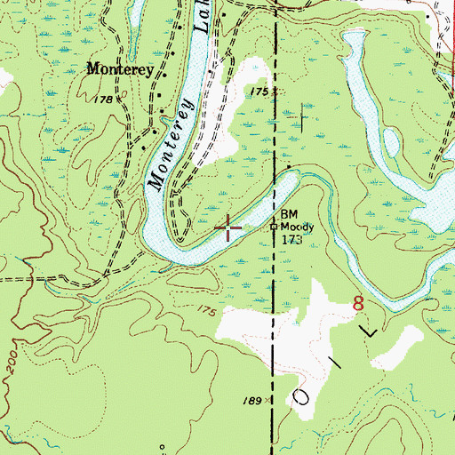 Topographic Map of Monterey Lake, TX