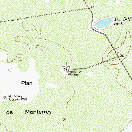 Topographic Map of Monterrey Windmill, TX