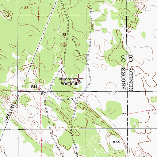 Topographic Map of Monterrey Windmill, TX