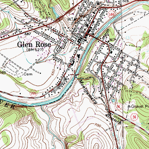 Topographic Map of Montgomery Branch, TX
