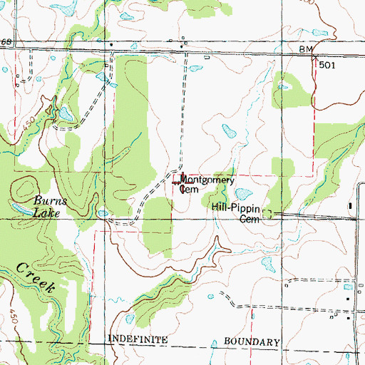 Topographic Map of Montgomery Cemetery, TX