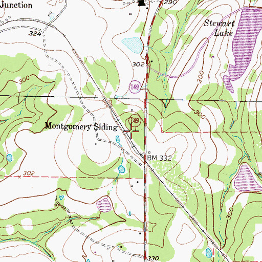 Topographic Map of Montgomery Siding, TX