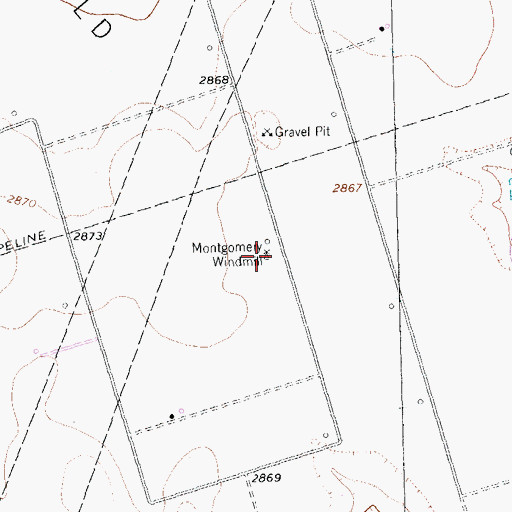 Topographic Map of Montgomery Windmill, TX