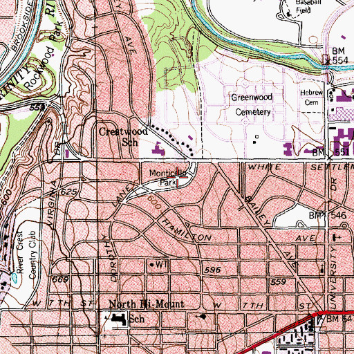 Topographic Map of Monticello Park, TX