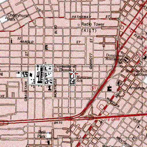 Topographic Map of Montrose School, TX