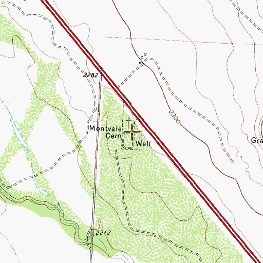Topographic Map of Montvale Cemetery, TX